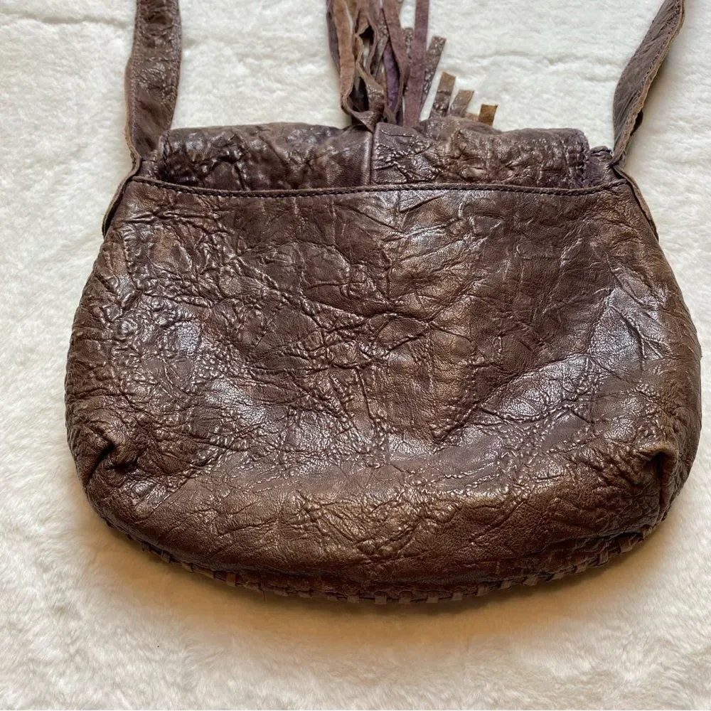 Camila Alcestis MUXO Leather Fringe Front Boho Saddle Bag Style Purse